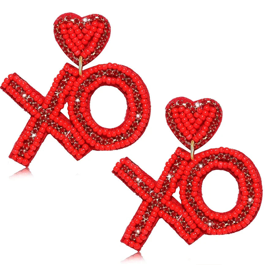 Hearts Dangle Beaded Earrings