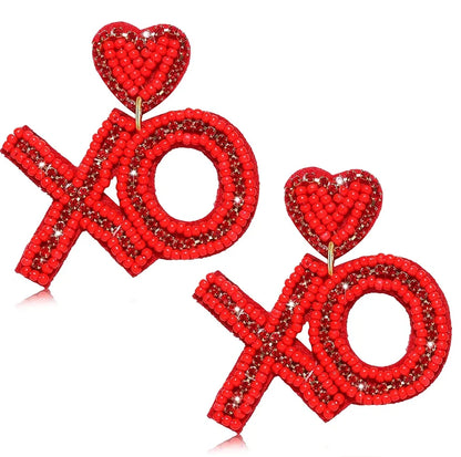 Hearts Dangle Beaded Earrings