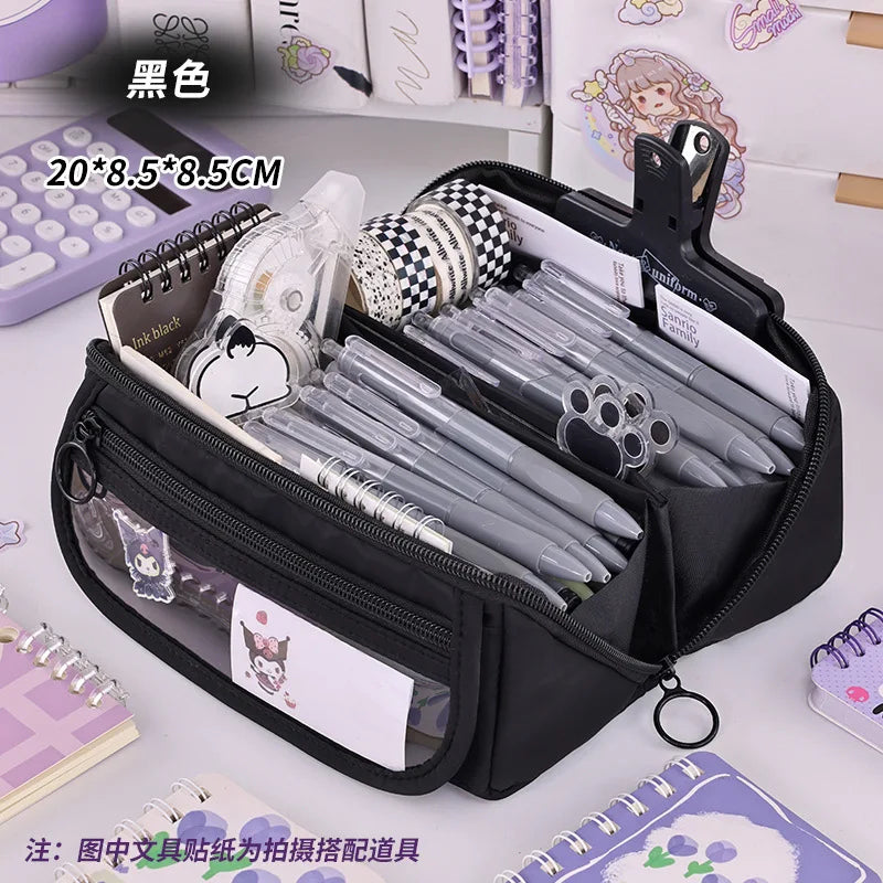 Large Capacity Pencil Case with Zipper Portable Stationery Bag