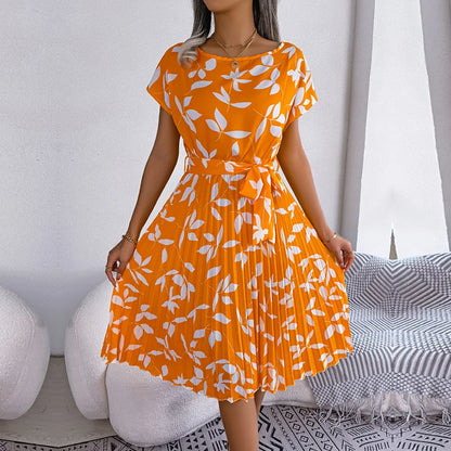 Short Sleeve High Waist Dress