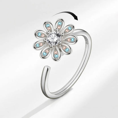 DANA 925 Silver Sunflower Diamond Zircon Ring