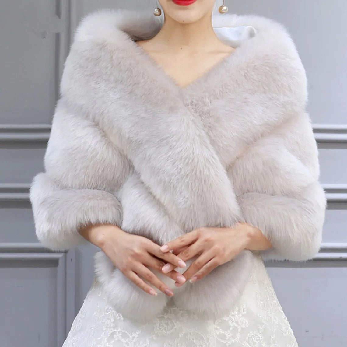 Faux Fur Soft Thick Bridal Wrap Shawl