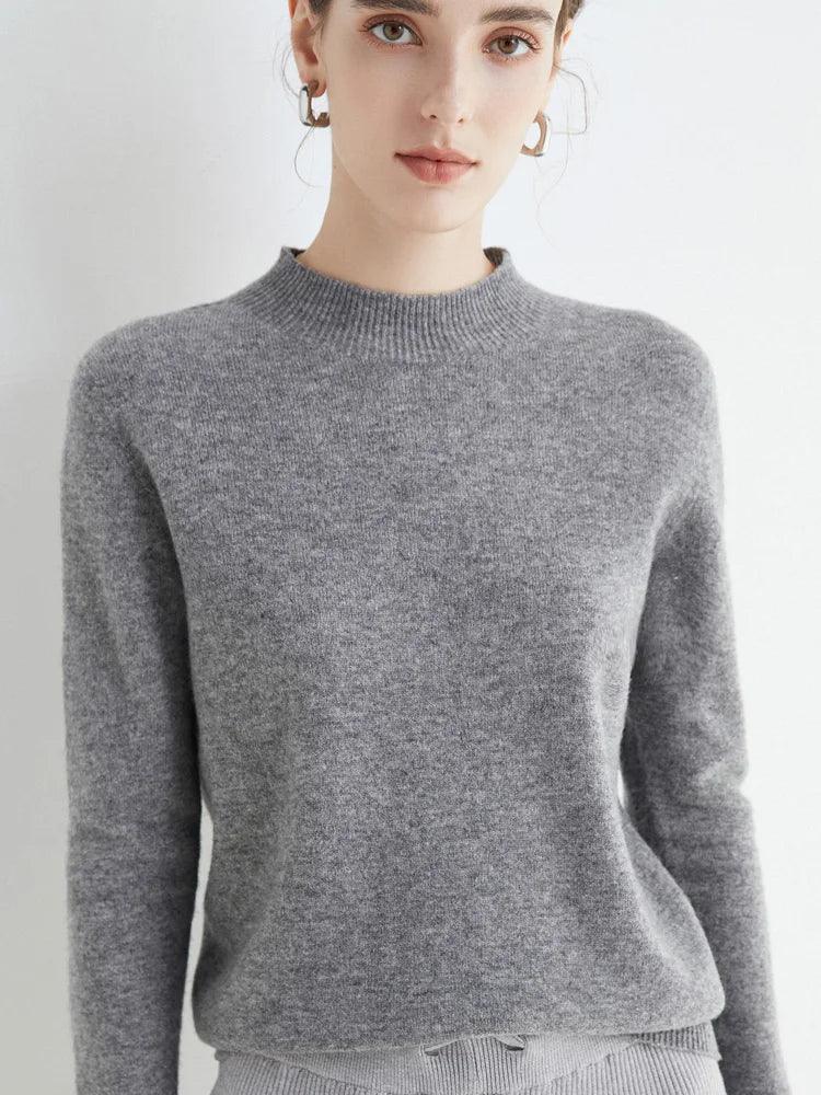 Solid Mock-neck Pullover Sweater