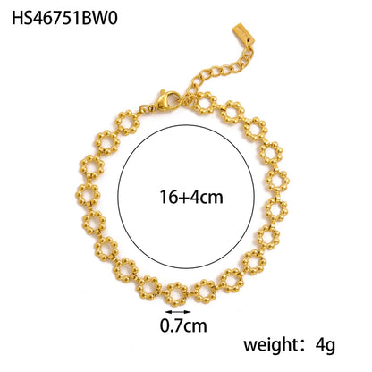 Stainless Steel Thick Simple Chunky Chain Layered Gold Bracelet Set