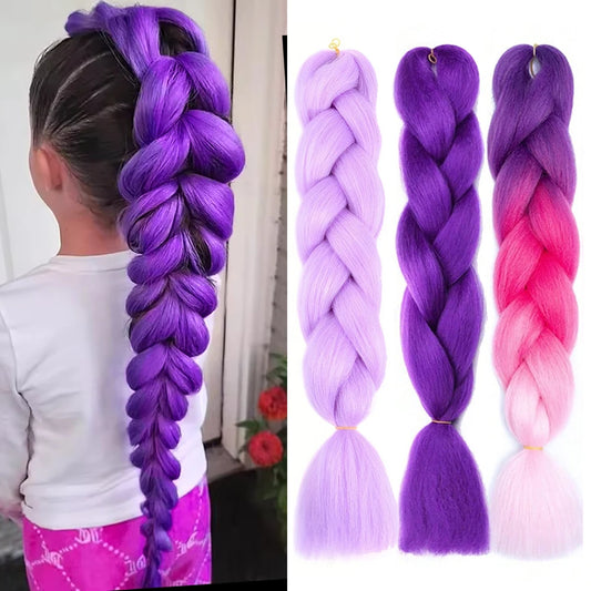 Braiding Hair Pre-stretched Purple Hair Extensions