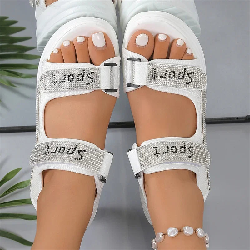 Sexy Roman Crystal Thick Sole  Walking Shoes