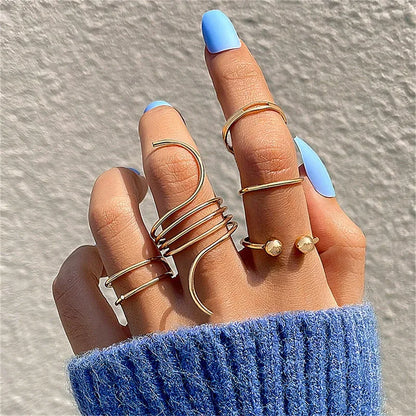 5 Pcs Asymmetrical Shaped Gold Knuckle Hip Hop Rings Set
