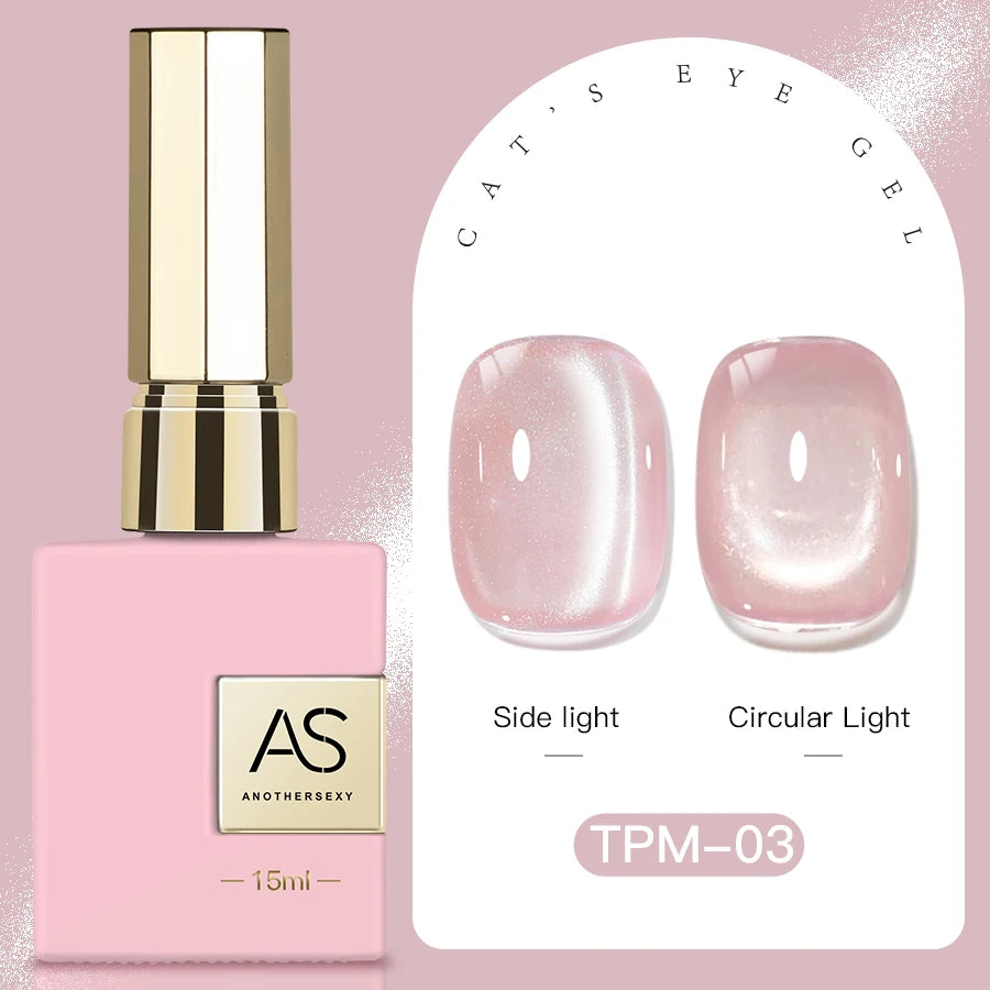 15ml Peachy Whimsy Pink Cat Eye Gel Nail Polish Glitter