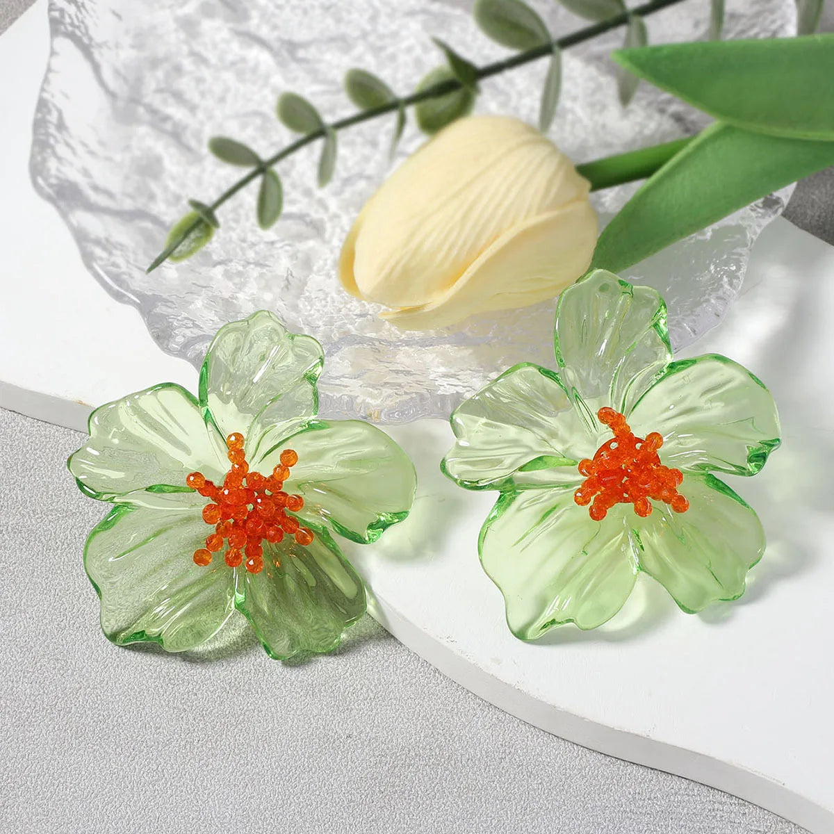 Colorful Acrylic Transparent Flower Earrings