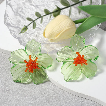 Colorful Acrylic Transparent Flower Earrings