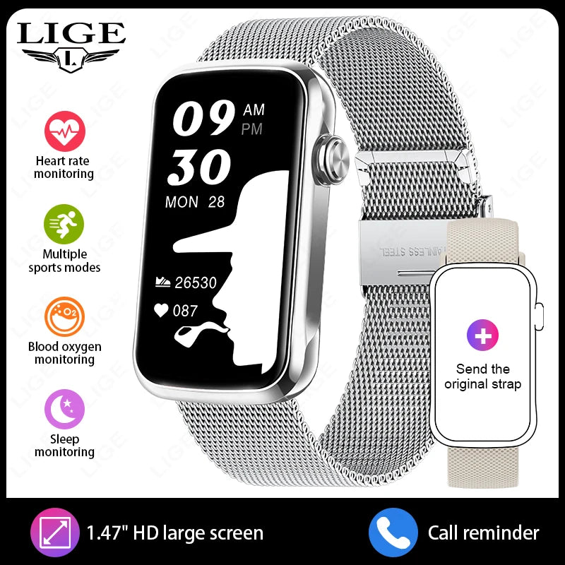 1.47'' Smart Bracelet Heart Rate Step Count Sport Fitness Health Monitor Waterproof Smartwatch