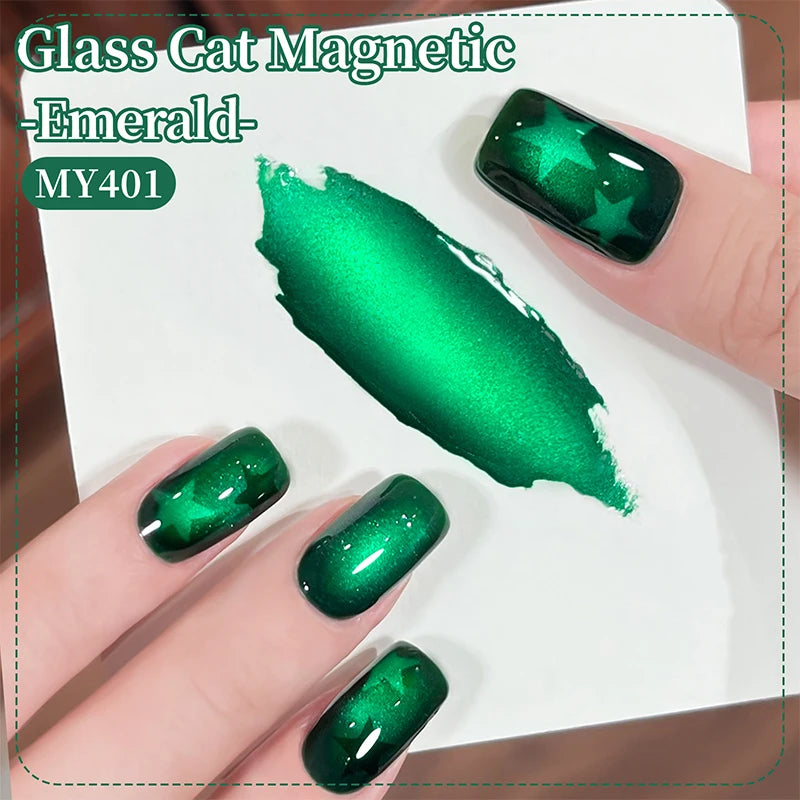 10ml Green Emerald Cat Magnetic Gel Eye Gel Polish Glass Bead Soak Off