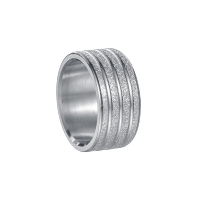 Wide Frosted Golden Titanium Steel Ring