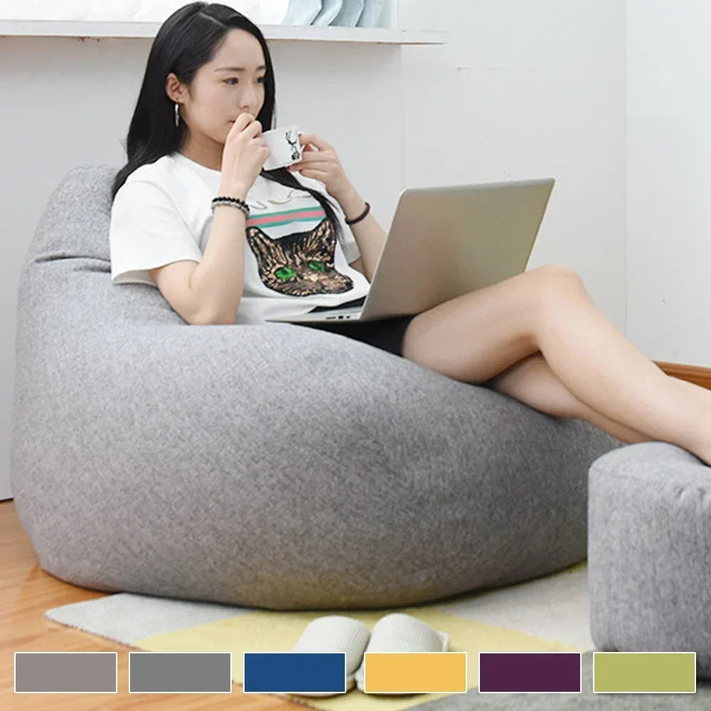 Large Bean Bag Chair Sofa Cover Without Filler Lazy Corner Seat