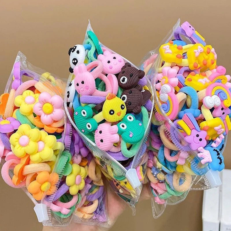 10/20Pcs/Set Cute Cartoon Rubber Elastic Hair Bands