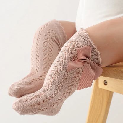 Baby Girls Toddlers Bow Long Soft Cotton Socks