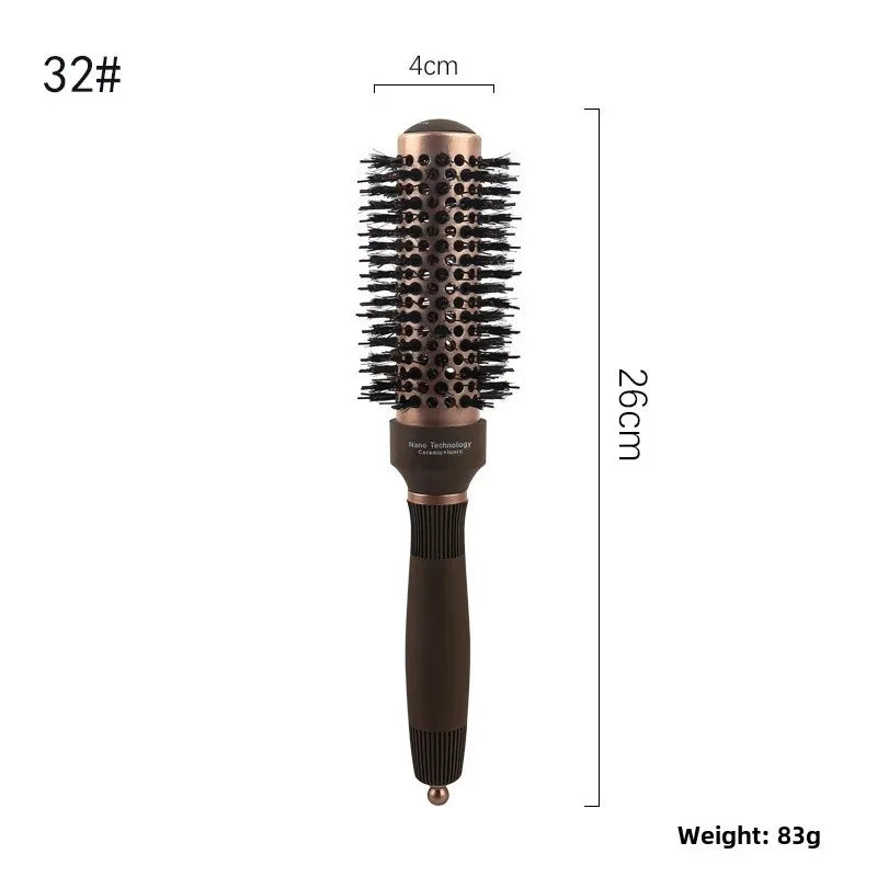 Ceramic Round Barrel Hair Curling Brush Anti Static Round Rolling Brush