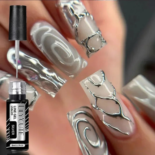 🎁 Super Bright Silver Metallic Liner Gel Nail Polish (100% off)