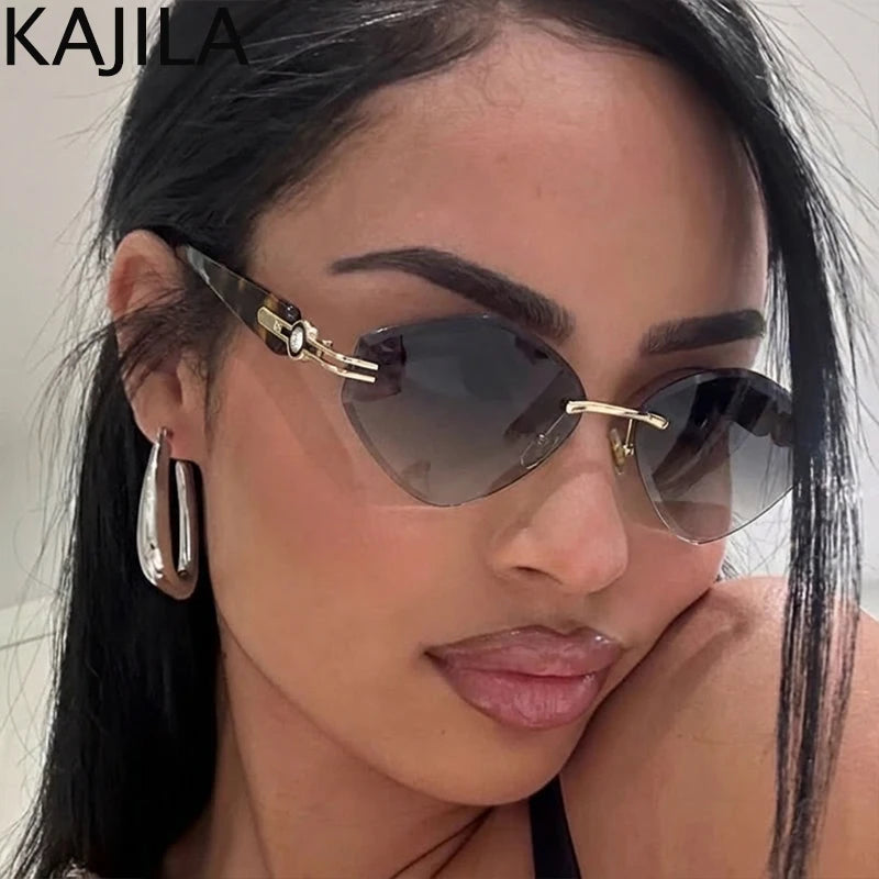 Small Frame Hexagon Rimless Sunglasses