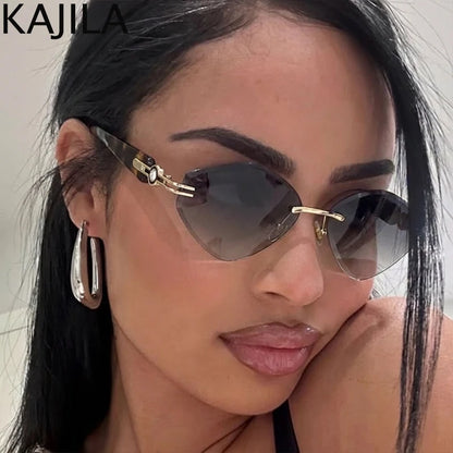 Small Frame Hexagon Rimless Sunglasses