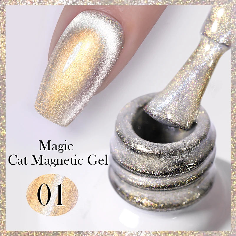 Sparkling Glass Bead Cat Magnetic Gel Nail Polish