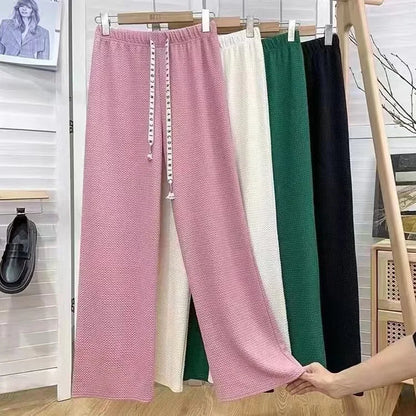Korean Sweet Bow Outfit Long Sleeve Cardigan Knitwear Wide Leg Pants Set