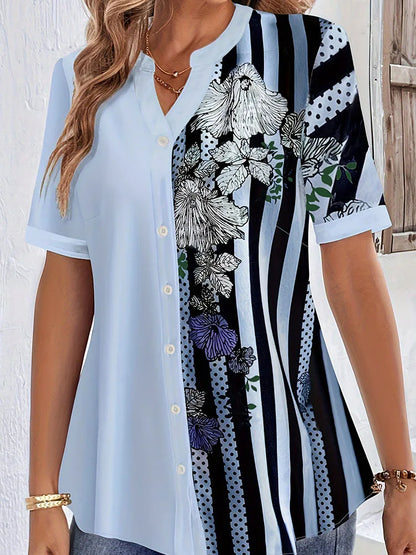 Casual Round Collar Half Sleeve Blouse