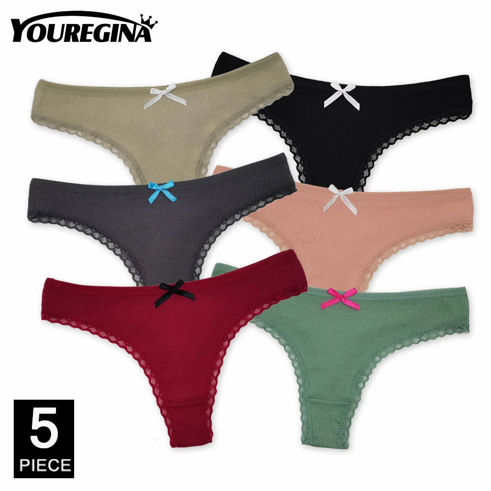 Sexy Thong Cotton G Strings Panties Dot Star Underpants 5 pcs/lot