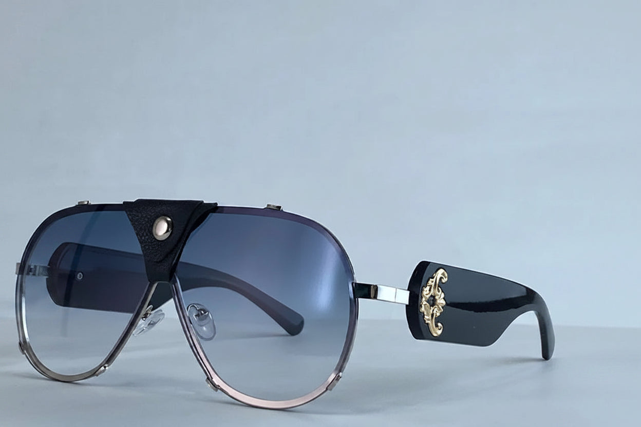 Vintage Oversized Steampunk Pilot Oval Sunglasses