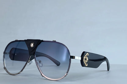 Vintage Oversized Steampunk Pilot Oval Sunglasses