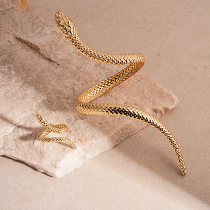 Snake Shaped Cuff Bracelet Ring Set