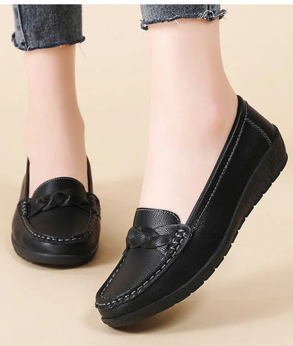 Soft Leather Loafer Flats Slip Shoes