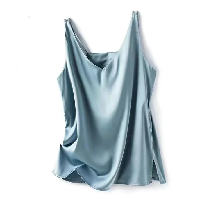Elegant SILK Satin Sleeveless Blouse