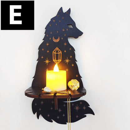 Wall Hanging Candlestick Wooden Carving Decor