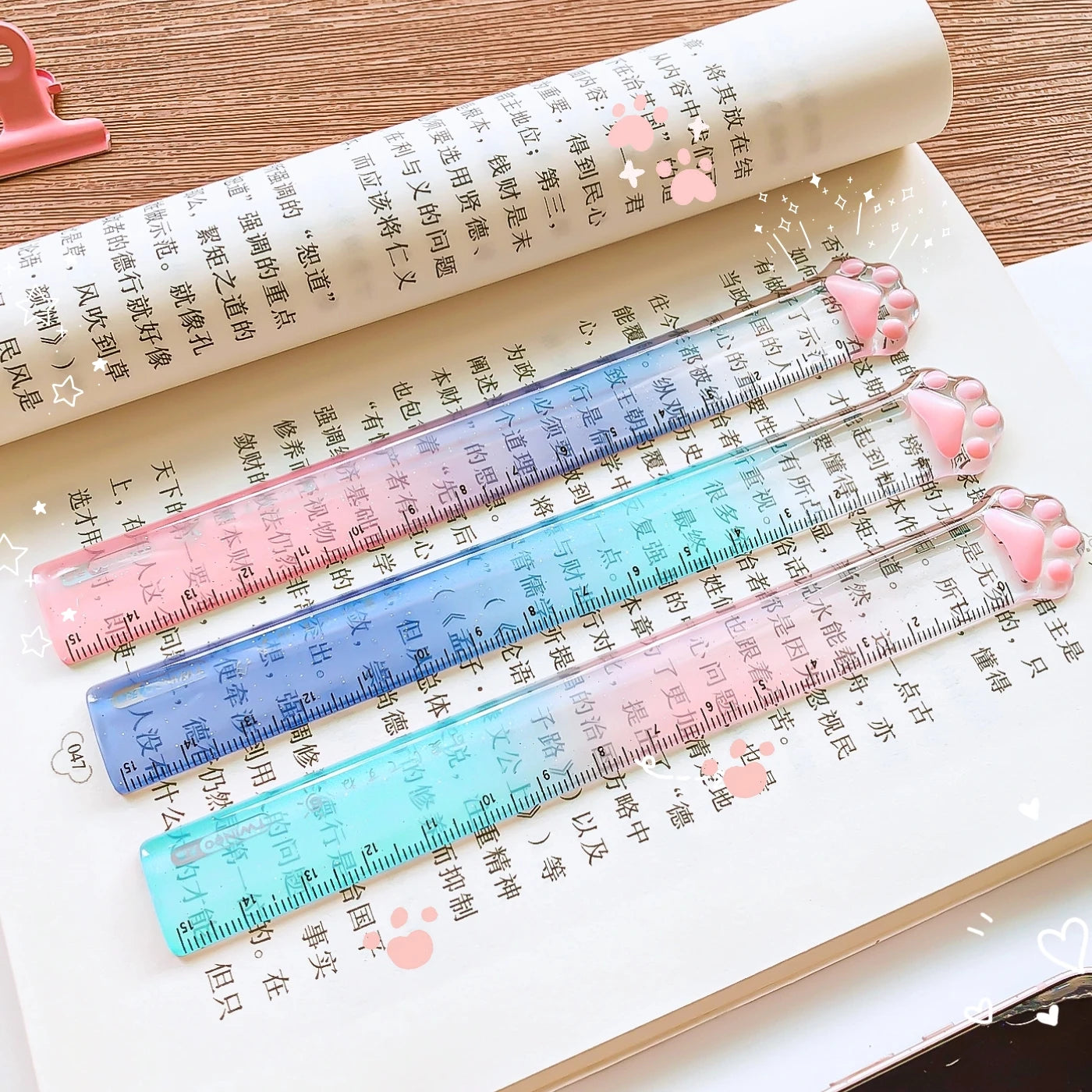 Cute Cat Paw Plastic Straight Rulers Kawaii School Drawing tools