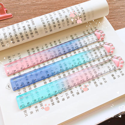 Cute Cat Paw Plastic Straight Rulers Kawaii School Drawing tools