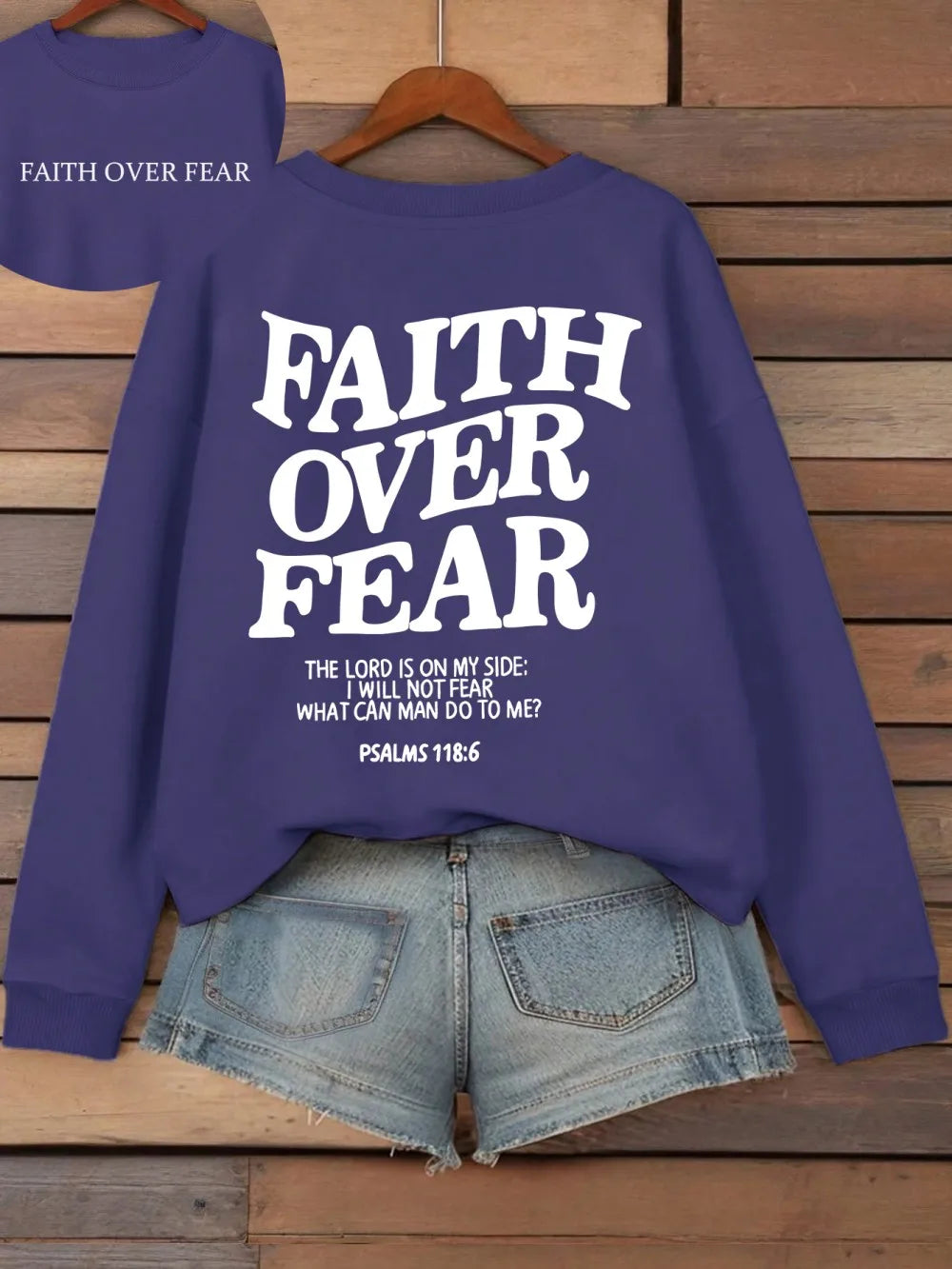 Casual Hoodies Faith Over Fear Letter Printing Sweatshirts Pocket Pullovers