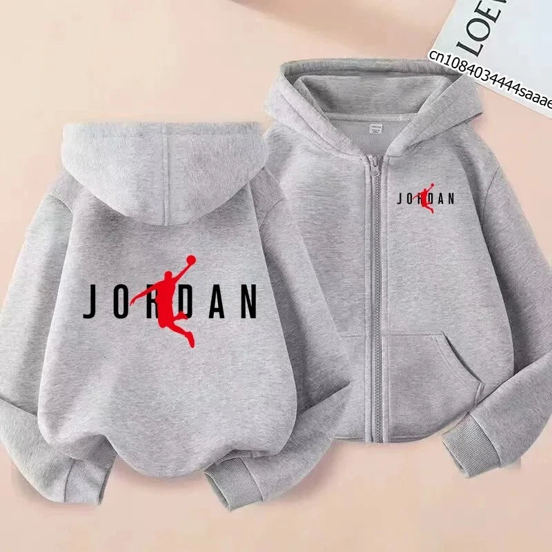 Zipper Style Hoodie 3-12Yrs Casual Sports Sweatshirt