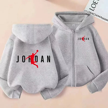 Zipper Style Hoodie 3-12Yrs Casual Sports Sweatshirt