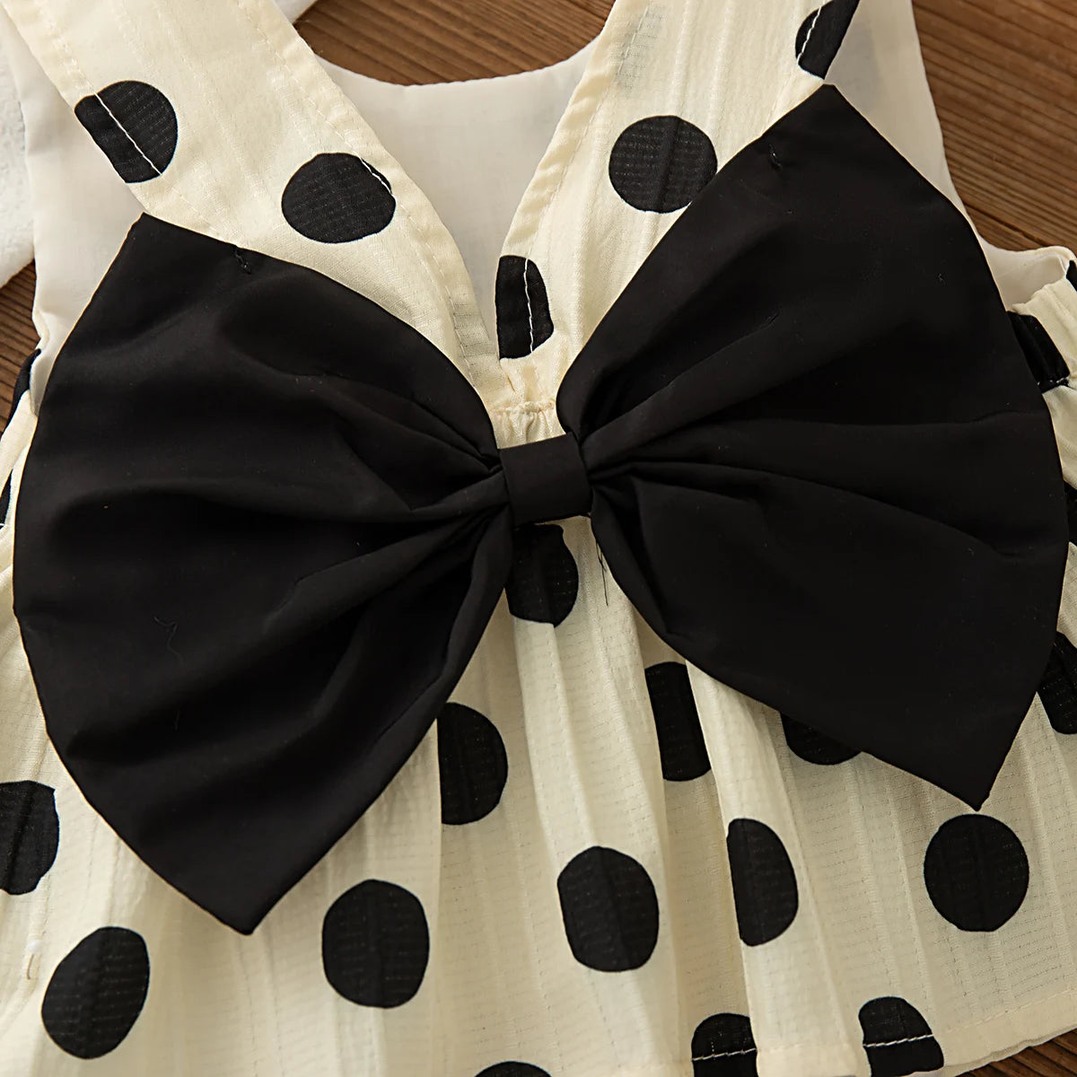 Toddler Girls Korean Style Polka Dot Bow Sleeveless Dress Set