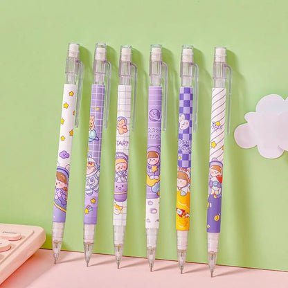 6pcs 0.5mm Capybara Mechanical Pencil Press with Eraser Propelling