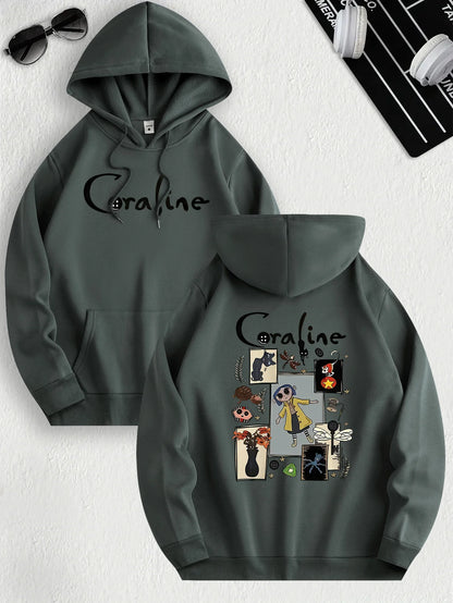 Coraline Inspired Casual Hoodie Pullover