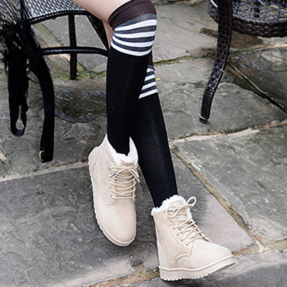 Plus Velvet Warm Cross Belt Round Toe Short Boots