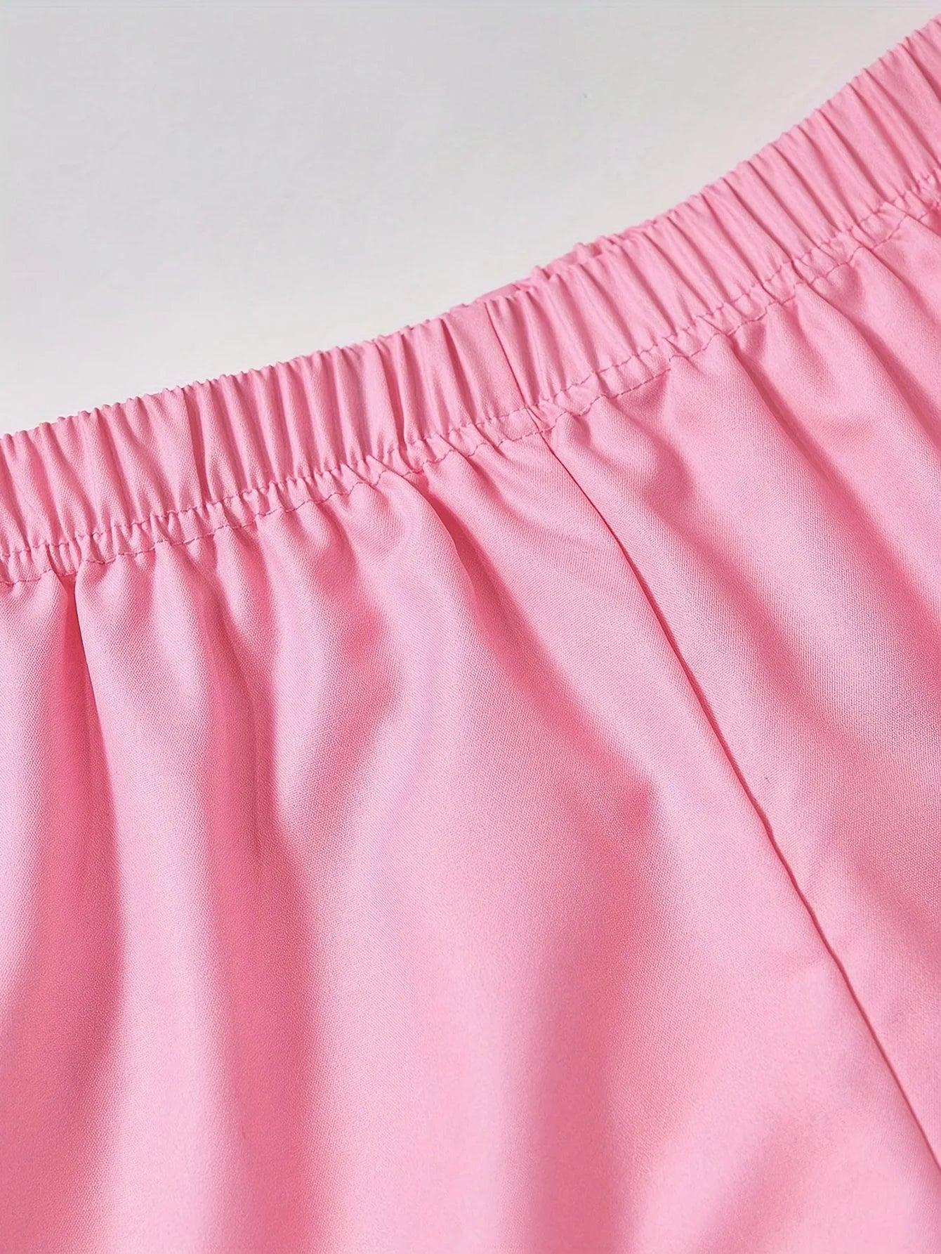 Letter-Print Short-Sleeve T-Shirt and Hot Pink Bow Wide-Leg Pants Set