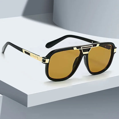 Large Frame Gradient Color Metal Decorative Sunglasses