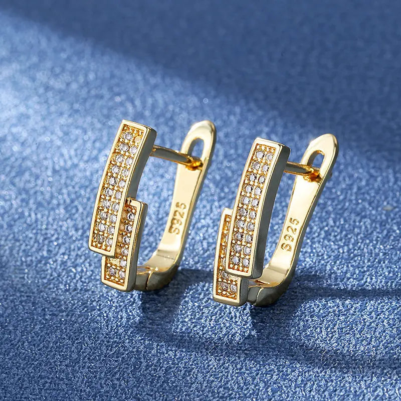 925 Silver Needle Princess Crystal Square Zircon Drop Earrings