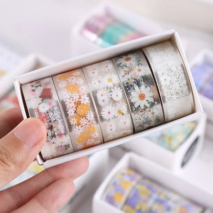 5Rolls Kawaii Transparent Sticker Tape DIY Decorative Material Tape