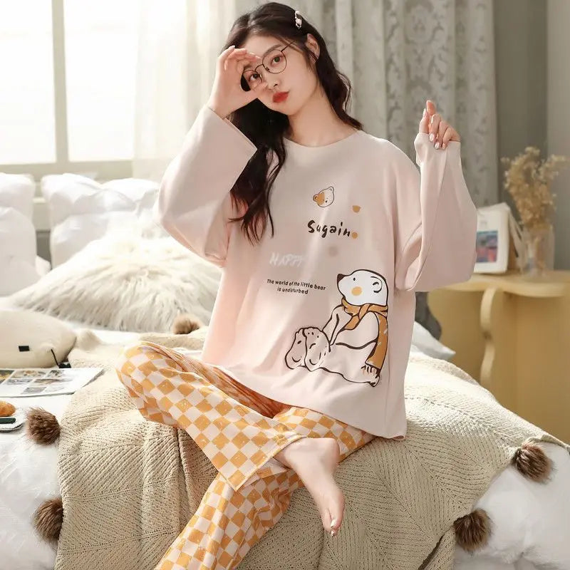 Long-Sleeved Trousers Cartoon Cute Pajama Sets