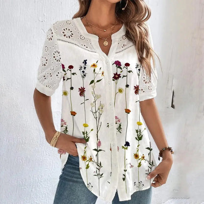 Loose Short Sleeve Blouse