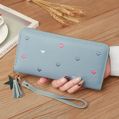 Long Luxury Love Heart Card Holder Wallet